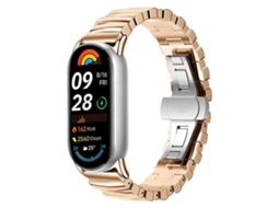 Bracelete para Xiaomi Smart Band 10/9/8 em metal com textura irregular ouro rosa XIAOMOYU