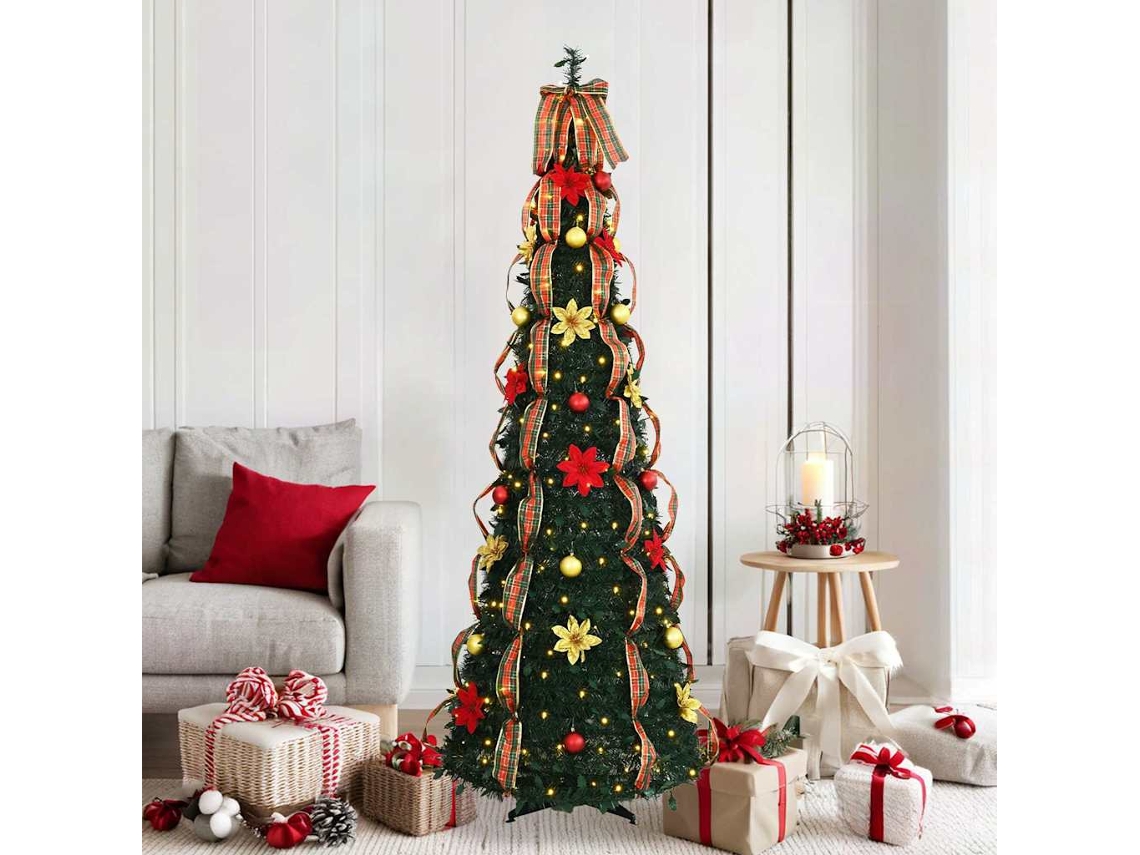Vidaxl Árvore De Natal Artificial Com 150 Leds Verde 185 Cm Pvc