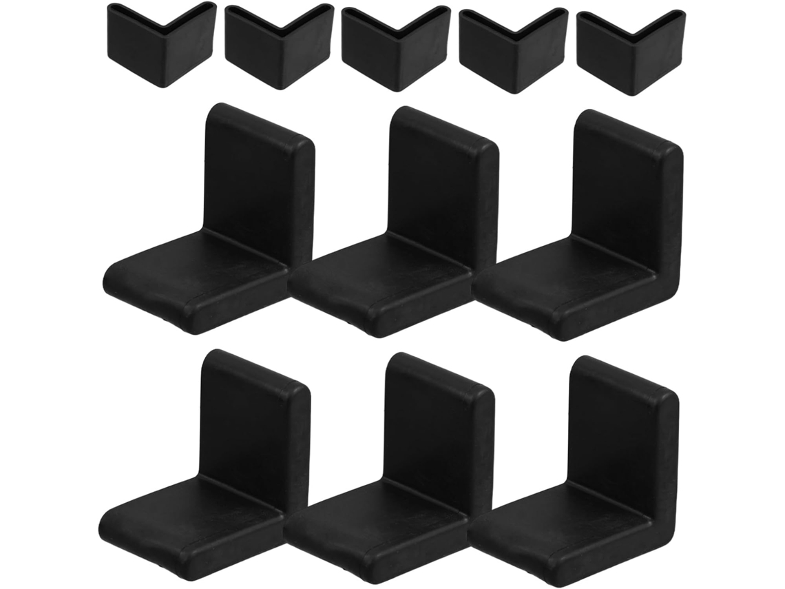 Conjunto De 20 Protetores Pés Móveis Em Pvc Formato L, Pretos, Para Cantoneiras De Ferro, Com Suporte Estável Para
