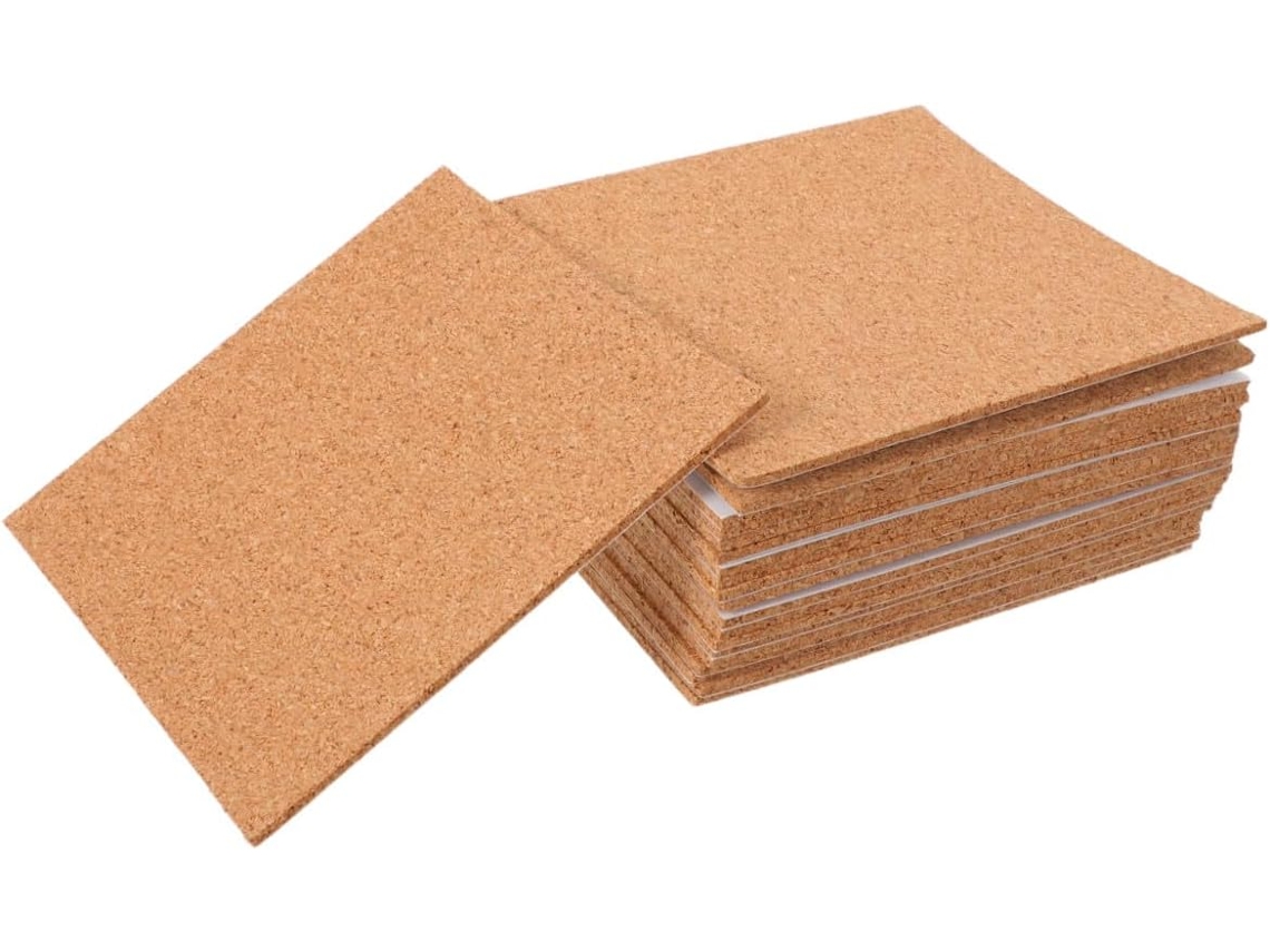 20 Peças De Almofadas Autoadesivas De Cortiça Macia, 100 X 100 X 2 Mm, Quadradas.