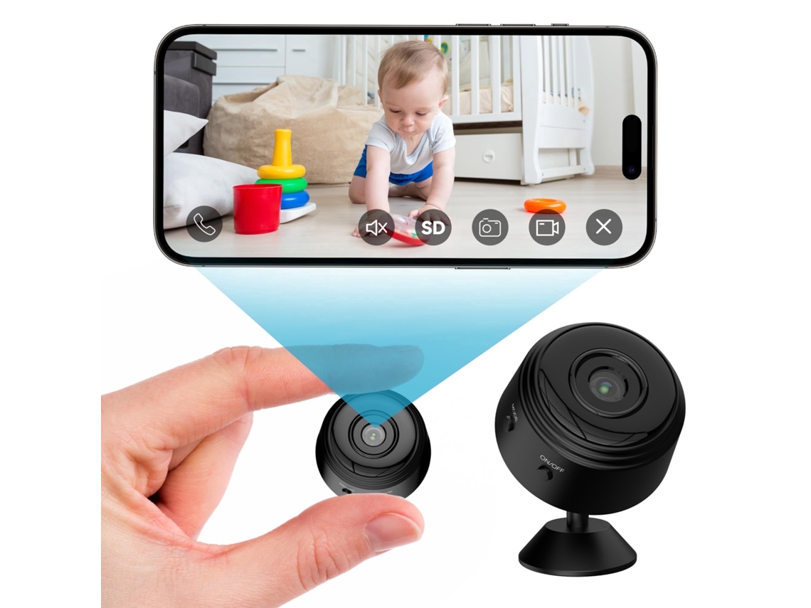 Câmera de segurança Czhhmart Mini A9 (1080p 2.4g Wifi) Preta com conector magnético