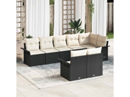 Vidaxl Conjunto De Sofá De Jardim 8 Unid. Preto Vime Pe