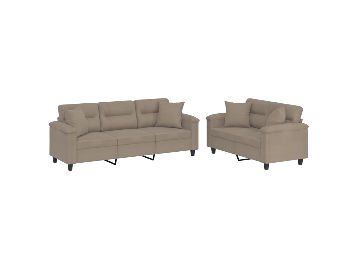 Sofa Set, Sofa Sets Vidaxl Cinzento-acastanhado Microfibra (n/a)