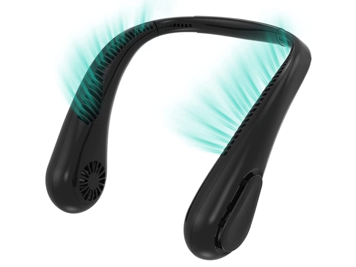 Ventilador De Pescoço Sem Lâmina Ventilador Pessoal Portátil 5000mah Ventilador De Refrigeração Wearable Operado Por Bateria 4 Veloc. Preto Lalamoli