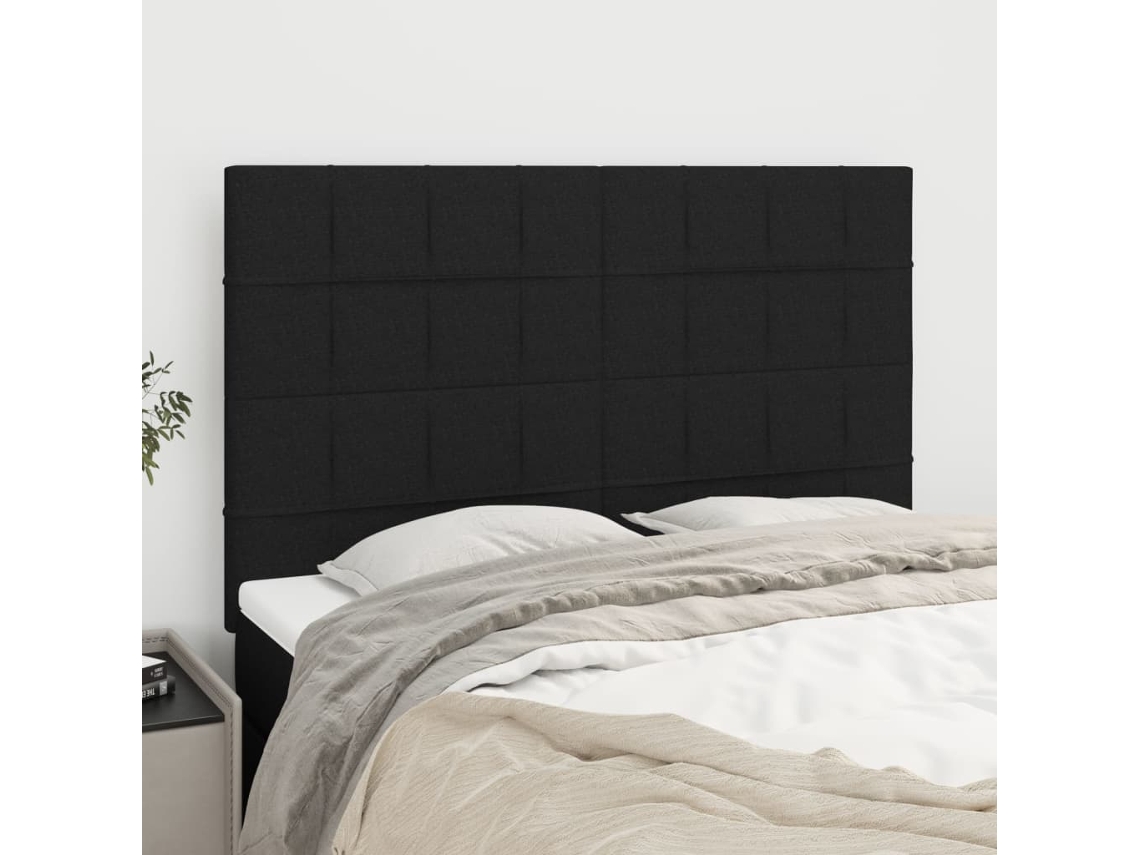 Vidaxl Cabeceira Preta 144x5x118/128 Cm Tecido