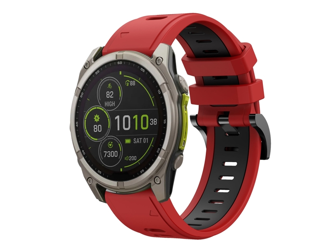 Bracelete para Garmin Fenix 8 Mip Silicone Esportivo Duas Cores (26mm) Vermelho + Preto XIAOMOYU (51mm)