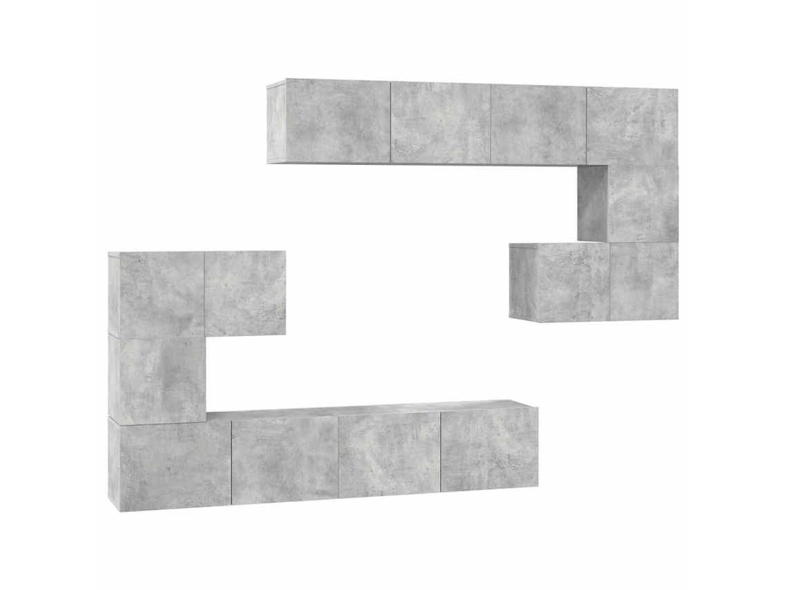 Conjunto de 8 Telemóveis de TV Provenientes da Madeira Cinzento Cimento MAISON EXCLUSIVE