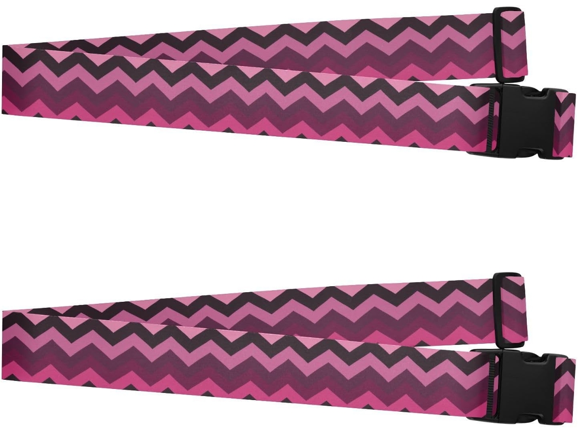 Conjunto De 2 Cintas Fixação Bagagem Coloridas Duráveis Ajustáveis Viagens E Mão Magenta