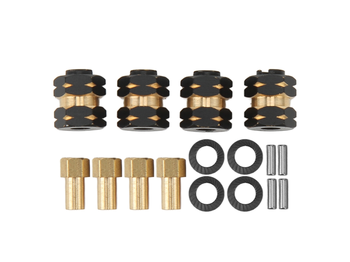 Mali 4pcs Adaptador de Extensão Hexagonal de Cubo de Roda em Latão para Axial Scx24 Axi90081 Axi00001 1/24