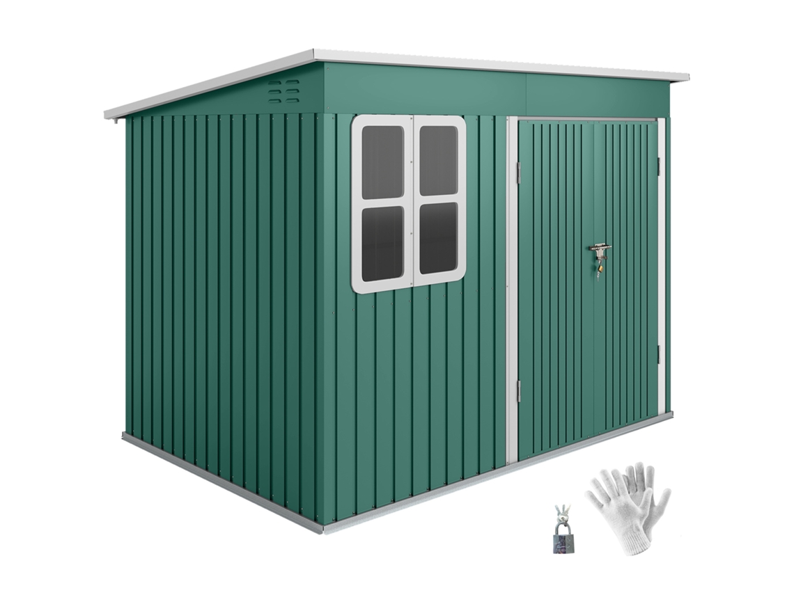 Casinha Jardim Metal Janela Porta Larga 260x177x190 Verde
