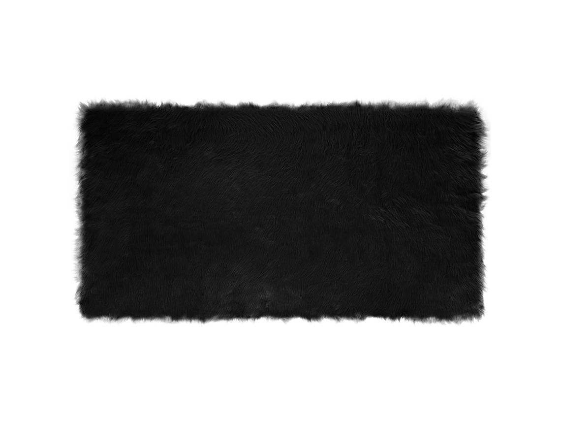 Vidaxl Tapete De De Ovelha Sintética Tafalla Preto 80 X 150 Cm
