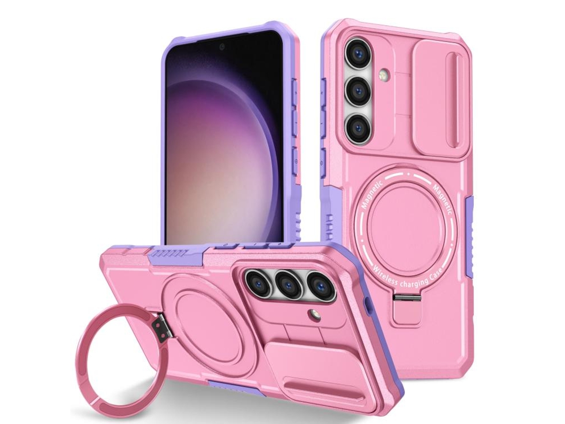 Capa Zruxe Compativel Com Samsung Galaxy S24 5g (sliding Camshield - Magsafe - Tpu Hybrid Pc - Roxo - Rosa)