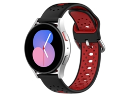 Bracelete Para Samsung Galaxy Watch Active 2 (44mm) - Silicone Respirável Duas Cores (20mm) - Preto + Vermelho