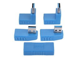 Conector Adaptador Usb 3.0 Macho Para Fêmea 90 Graus Extensor De Cabo Azul Luz Dourada