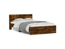 Vidaxl Estrutura Cama C/ Cabeceira/luzes Led 120x200cm Carvalho Fumado