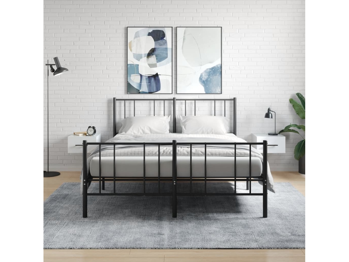 2 Mesas de Cabeceira | Cabeceira de Parede | Guarda-Roupa de Parede 35x35x20 cm Branco Brilhante