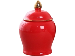 Pote De Cerâmica Vermelha Simples E Elegante Para Armazenar Chá, Com Tampa, Resistente Ao Desgaste E Fácil De Limpar