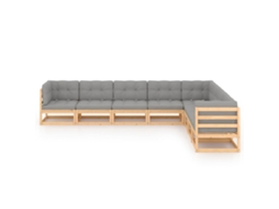 Maison Exclusive - 8 Pcs Conjunto Lounge De Jardim C/ Almofadões Pinho Maciço