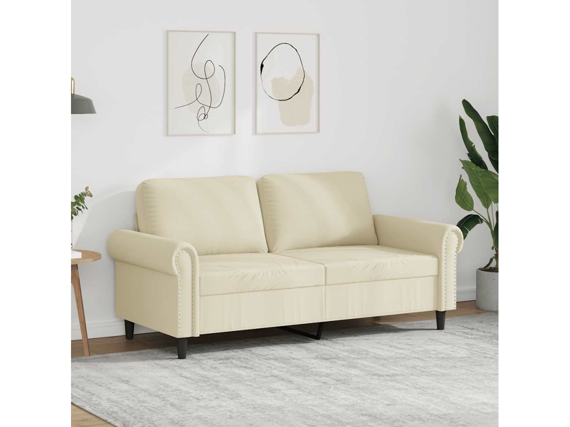 Vidaxl Sofá De 2 Lugares 140 Cm Couro Artificial Cor Creme