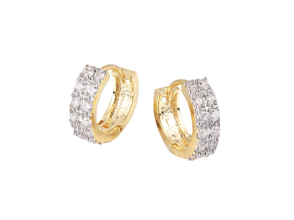 Brincos De Mulher Com Enfeite De Zircão E Revestimento De Cobre