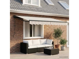 Vidaxl Toldo Retrátil Cinza Claro E Branco 3 X 2,5 M