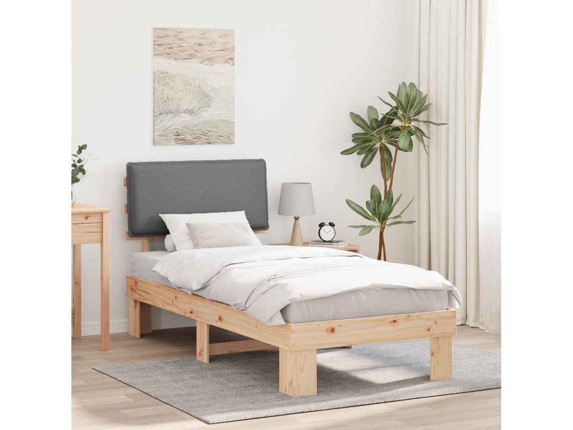 Vidaxl Estrutura De Cama Com Cabeceira Estofada Cinzento-claro
