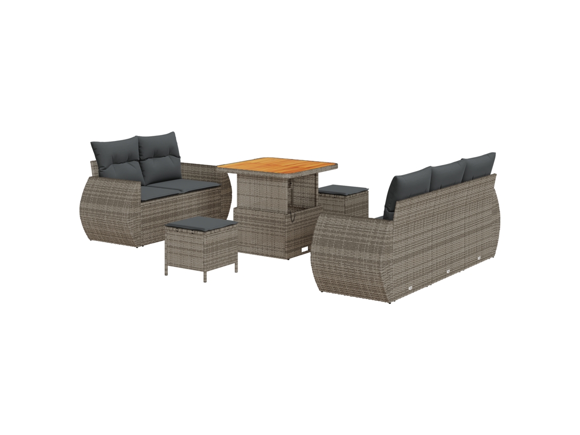 Conjunto 8 Sofá De Jardim Vidaxl Cinzento Vime Pe (80 X 80 X 71 Cm)