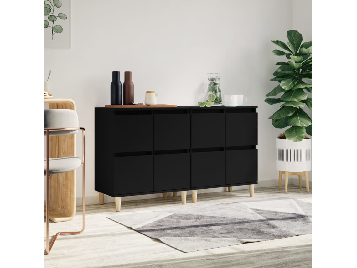 Vidaxl Aparadores 2 Pcs 60x35x70 Cm Derivados De Madeira Preto