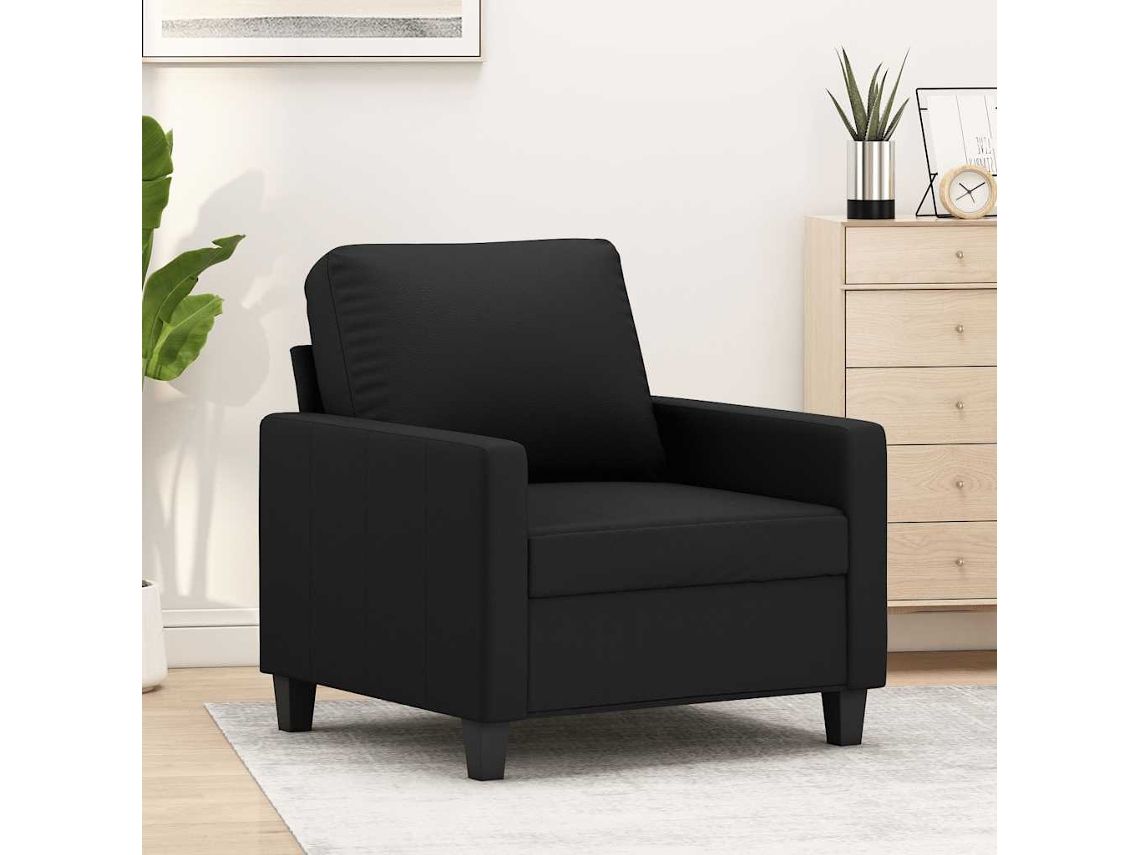 Vidaxl Poltrona Couro Artificial 60 Cm Preto