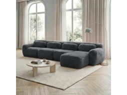 Sofá L 4l Cinza, Modular, Chaise Longue, Tecido Premium, Almofadas, Alta Resiliência.-kd