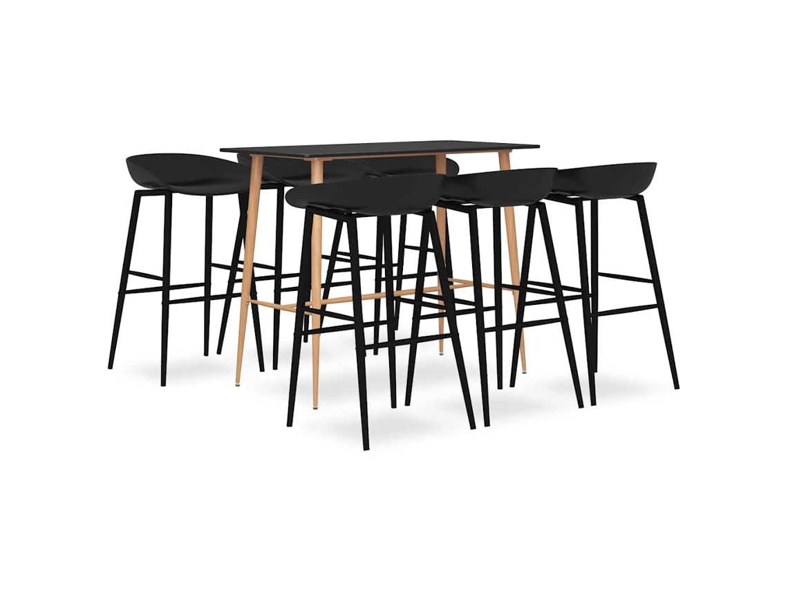 Vidaxl 7 Pcs Conjunto De Bar Preto