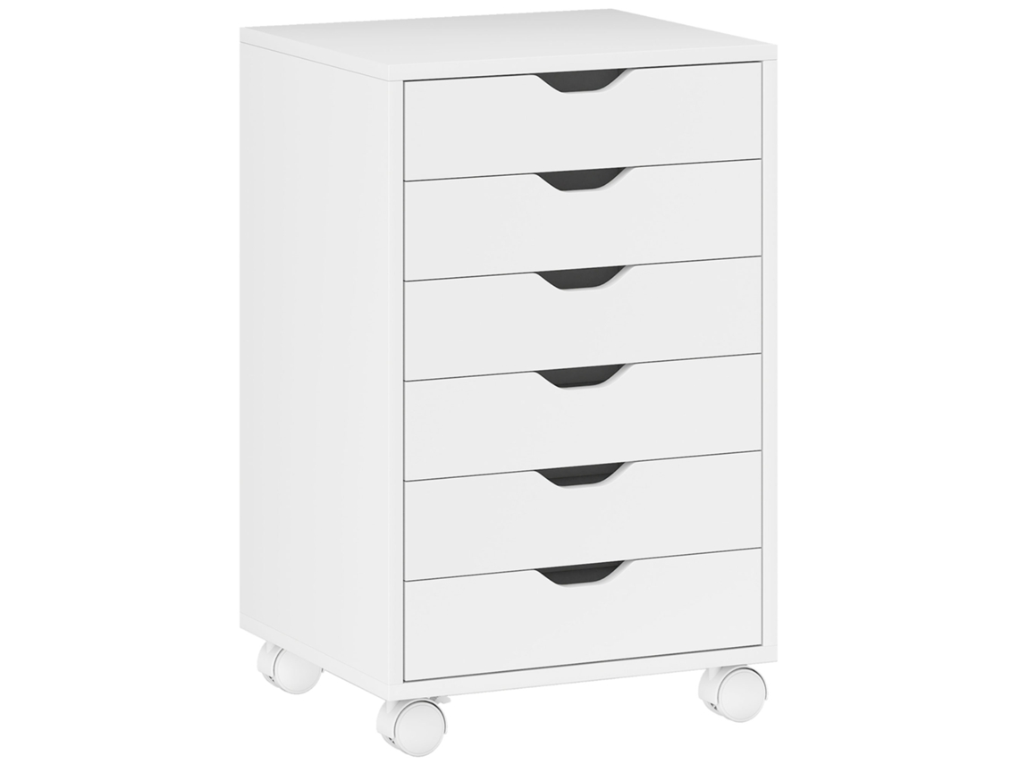 Bloco De Gavetas Móvel Com 6 Gavetas Branco