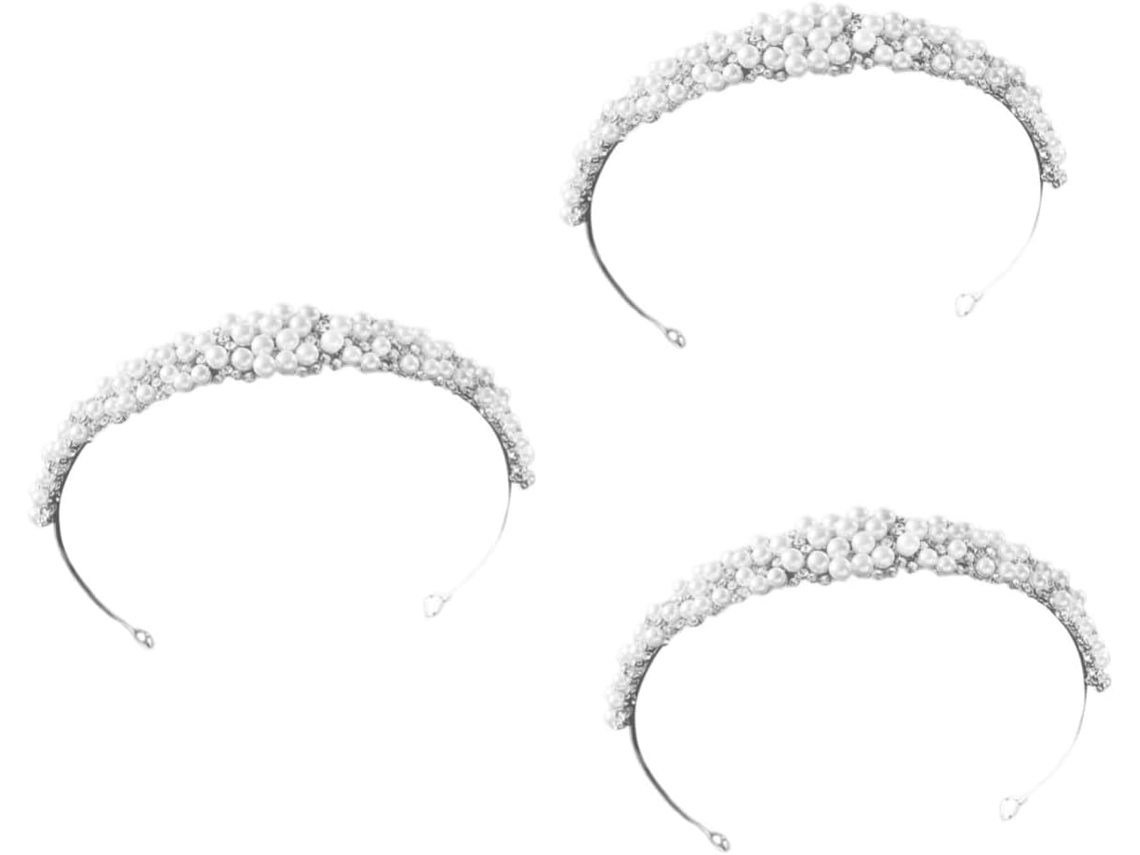 Tiara De Pérolas Sintéticas De 3 Peças Para Mulheres, Acessório Elegante Para Noivas.
