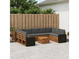 Vidaxl Conjunto De Sofás Para Exterior 10 Unid. Natural E Antracite