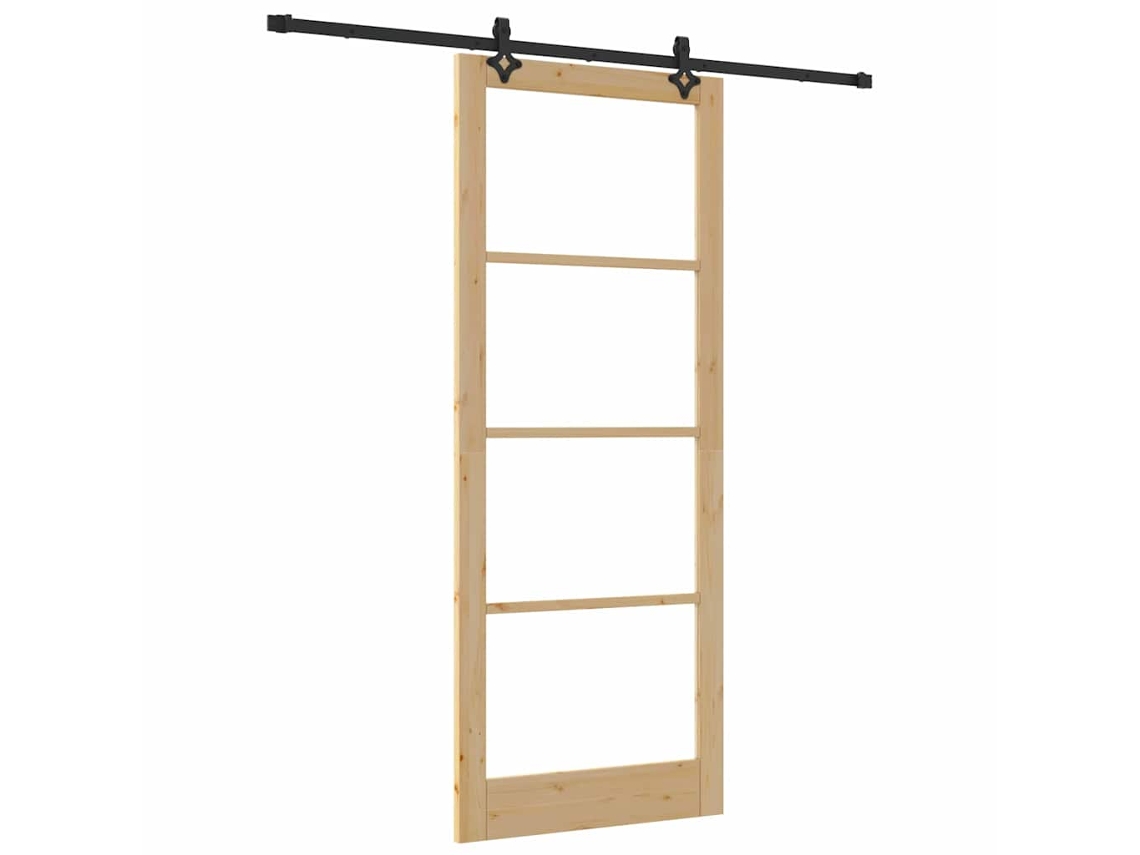 Conjunto 1 Porta Deslizante Vidaxl Castanho Madeira De Pinho Maciça (93 X 232 Cm)
