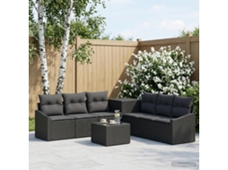 Vidaxl Conjunto De Sofás 8 Unid. Preto Rattan Poliéster E Aço