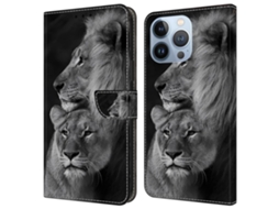 Capa Em Couro Pu Magnético Para Apple Iphone 16 Pro - Casal Leões