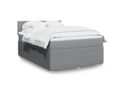 Vidaxl Cama Com Molas/colchão 140x200 Cm Tecido Cinzento-claro