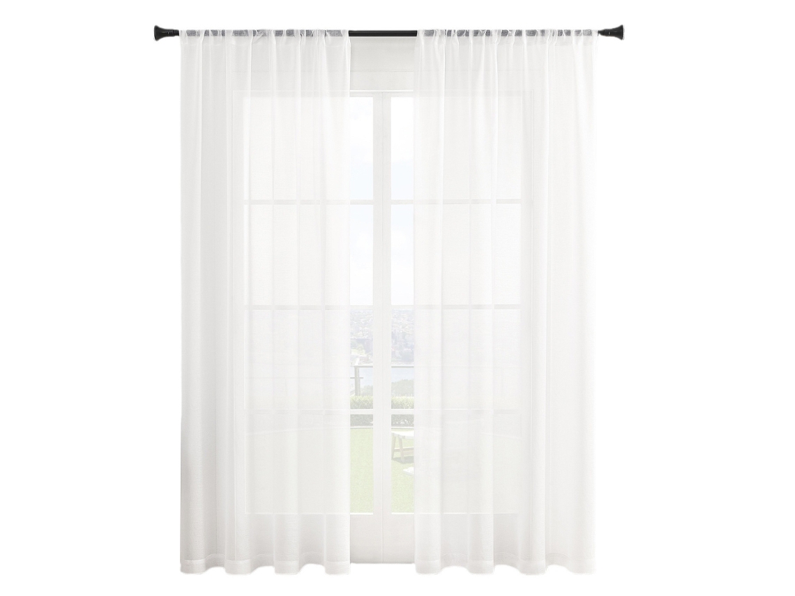 Cortinas Transparentes Brancas (conjunto De 2), Cortinas Transparentes Com Passante Para Varão E Filtro De Luz Para Sala De Estar (142 X 114 Cm)