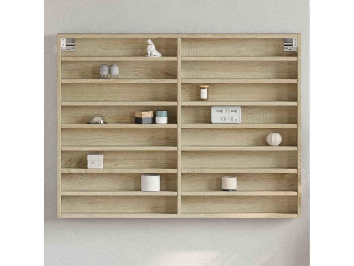 Vidaxl Armário Vitrine 100x8,5x75 Cm Derivados Madeira Carvalho Sonoma