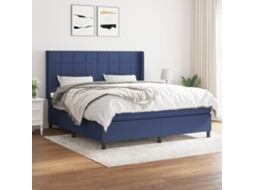 Vidaxl Cama Com Molas/colchão 180x200 Cm Tecido Azul