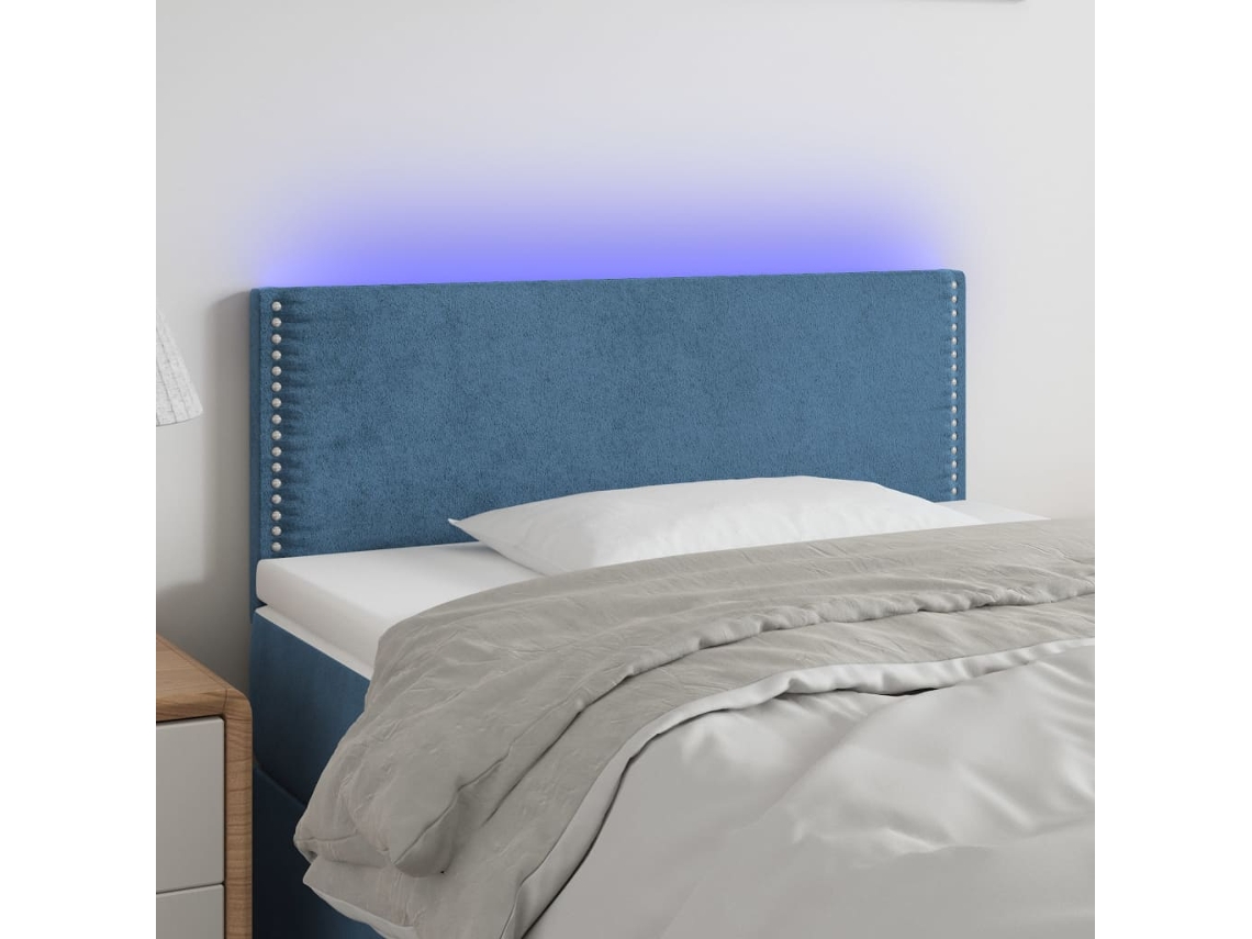 Cabecero de terciopelo con luces LED 100x5x78/88cm Azul Oscuro