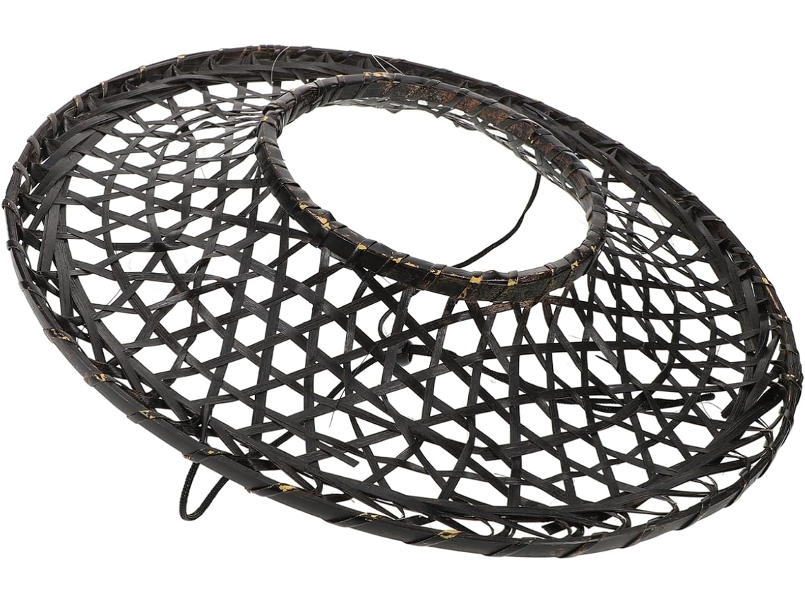 Chapéu De Bambu Trançado Preto, 36 Cm - Para Uso Prático E Funcional