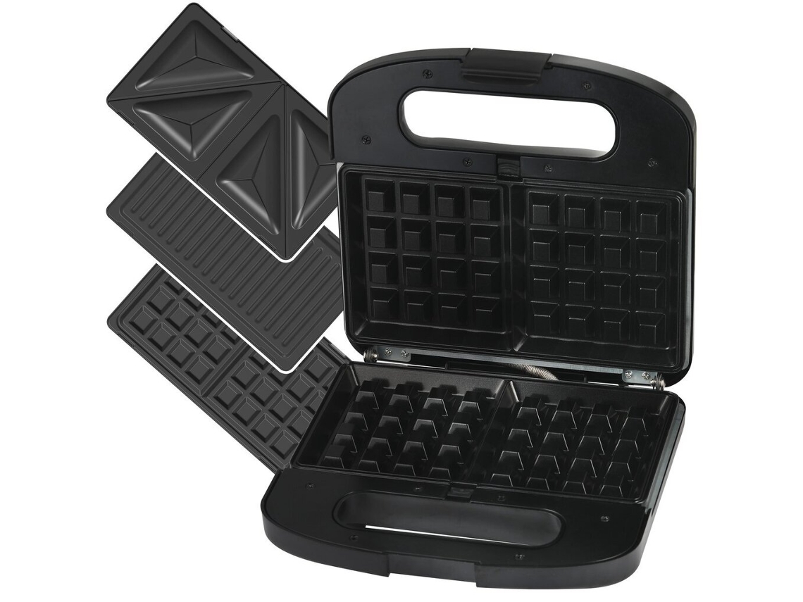 Panela Elétrica, Panela Waffle Sandwich e Panela Waffle com Pratos Intercambiáveis, 1000w ZYBLSSBB