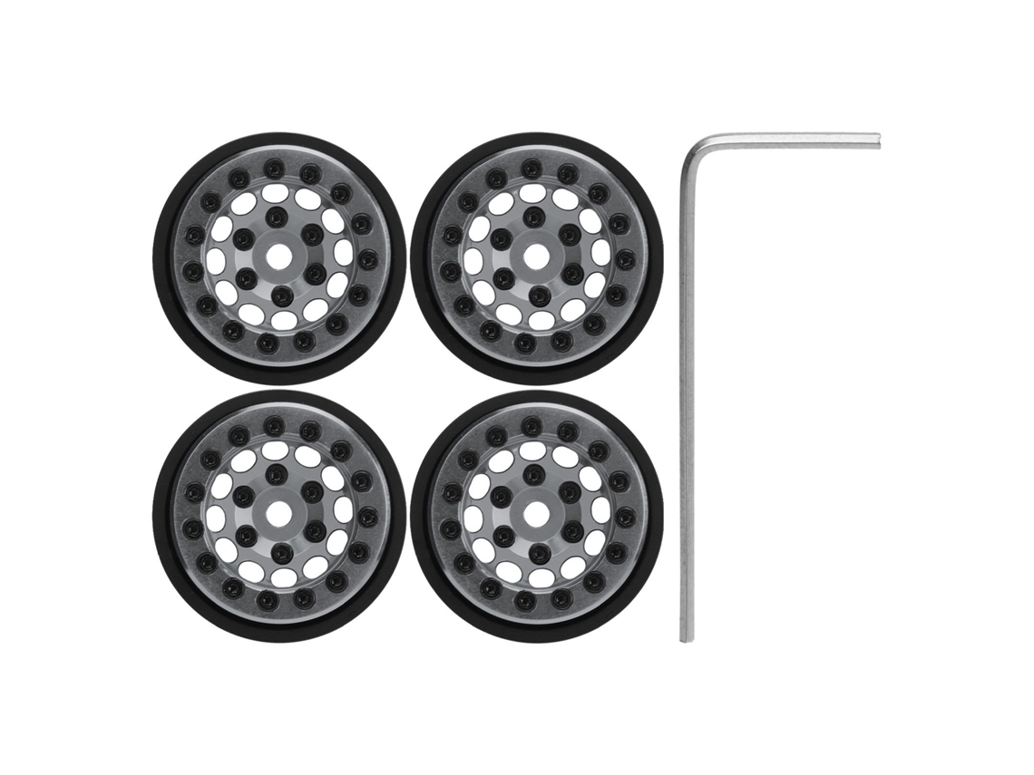 Mali 4pcs Aro de Beadlock de 1.0 Polegada 12 Buracos Liga de Alumínio para Fms Fcx24 1/24 Crawler Cor Titânio