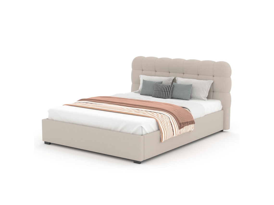 Dallas Cama Nuvem Com Caixa De Arrumaã§ã£o 160x200cm Em Veludo Bege Concept U