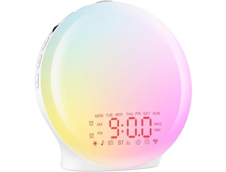 Despertador Com Luz Bluetooth, Luz De Despertar, Simulao De Nascer/pr Do Sol, 17 Luzes Coloridas, 2 Alarmes, 20 Nveis De Brilho, 22 Sons Jaicom