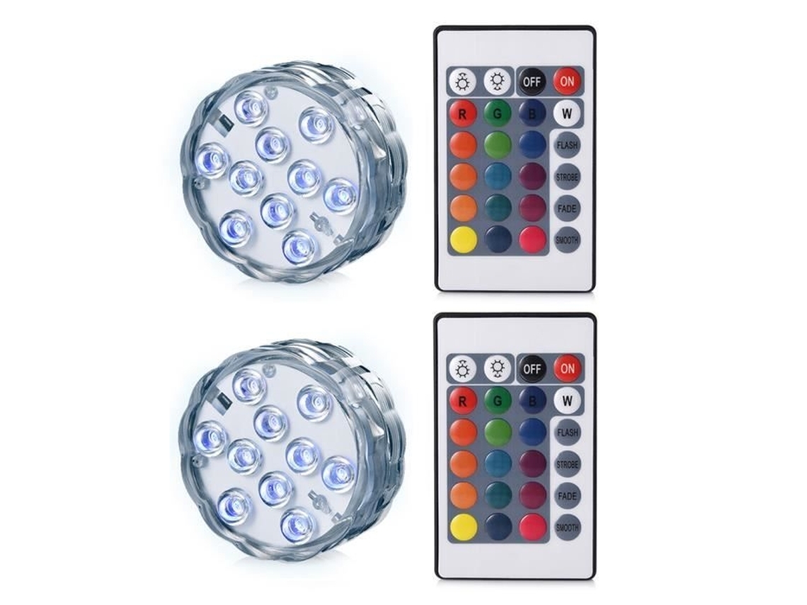 Kit com 2 Luzes Subaquáticas de Led, À Prova D'água Ip68, Multicoloridas, com Controle Remoto, para Decoração de Aquários e Piscinas BRILVIBERA