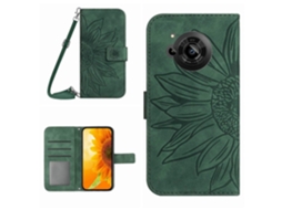 Capa De Couro Flip Com Estampa De Flor De Sol E Cordão Para Sharp Aquos R7/p7 Skin Feel