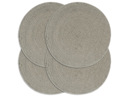 Vidaxl Individuais De Mesa 4 Pcs Algodão Liso 38 Cm Redondo Cinzento